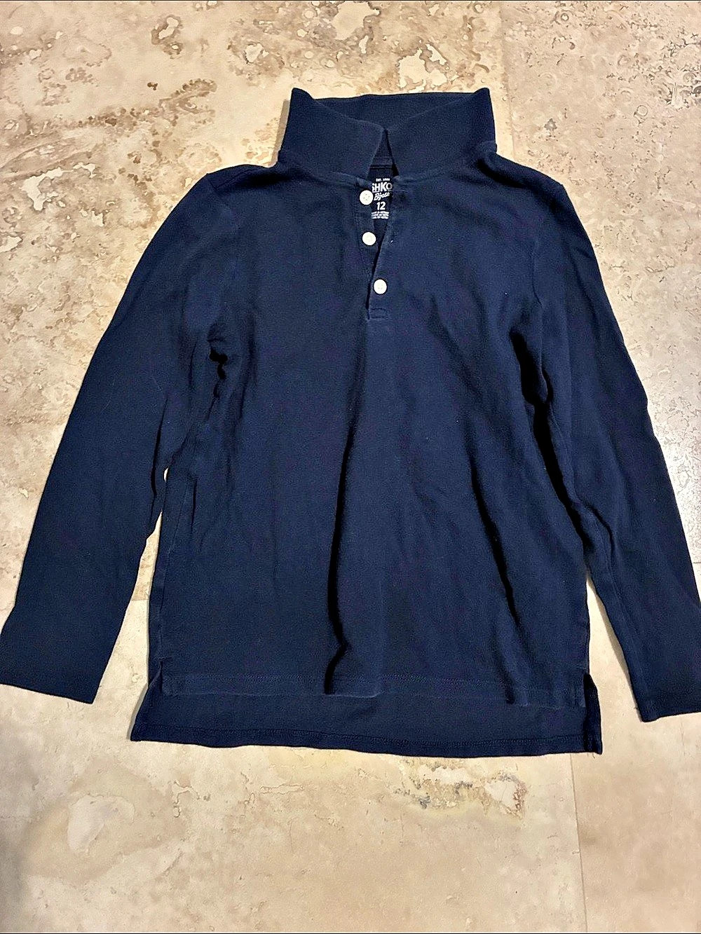 OshKosh B'gosh Long-Sleeve Pique Polo Shirt Boys 12 Blue